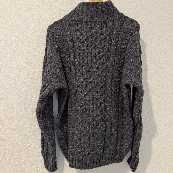 L.L. Bean Cable Irish Fisherman Sweater Button Mock Men's Regular - Picture 2 of 4